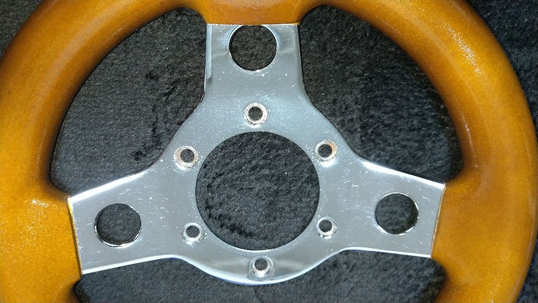 ウッド風 23パイ ハンドル 小径ステアリング 木目調街道レーサー