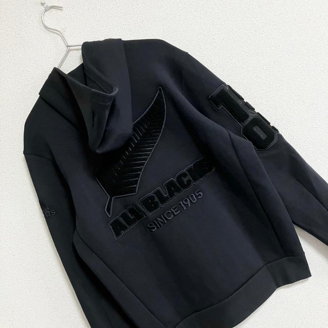 極美品　adidas オールブラックス フルジップ パーカー 2XL ブラック