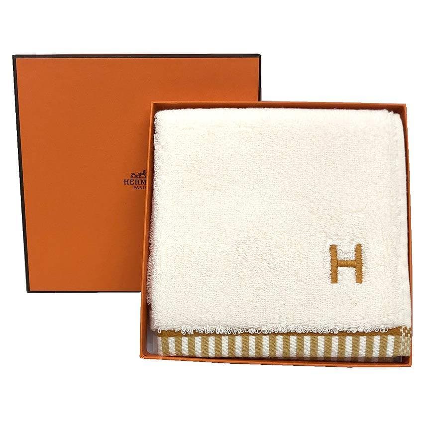 HERMES コットン タオルハンカチ ヴィス ヴェルサ ホワイトaq12567
