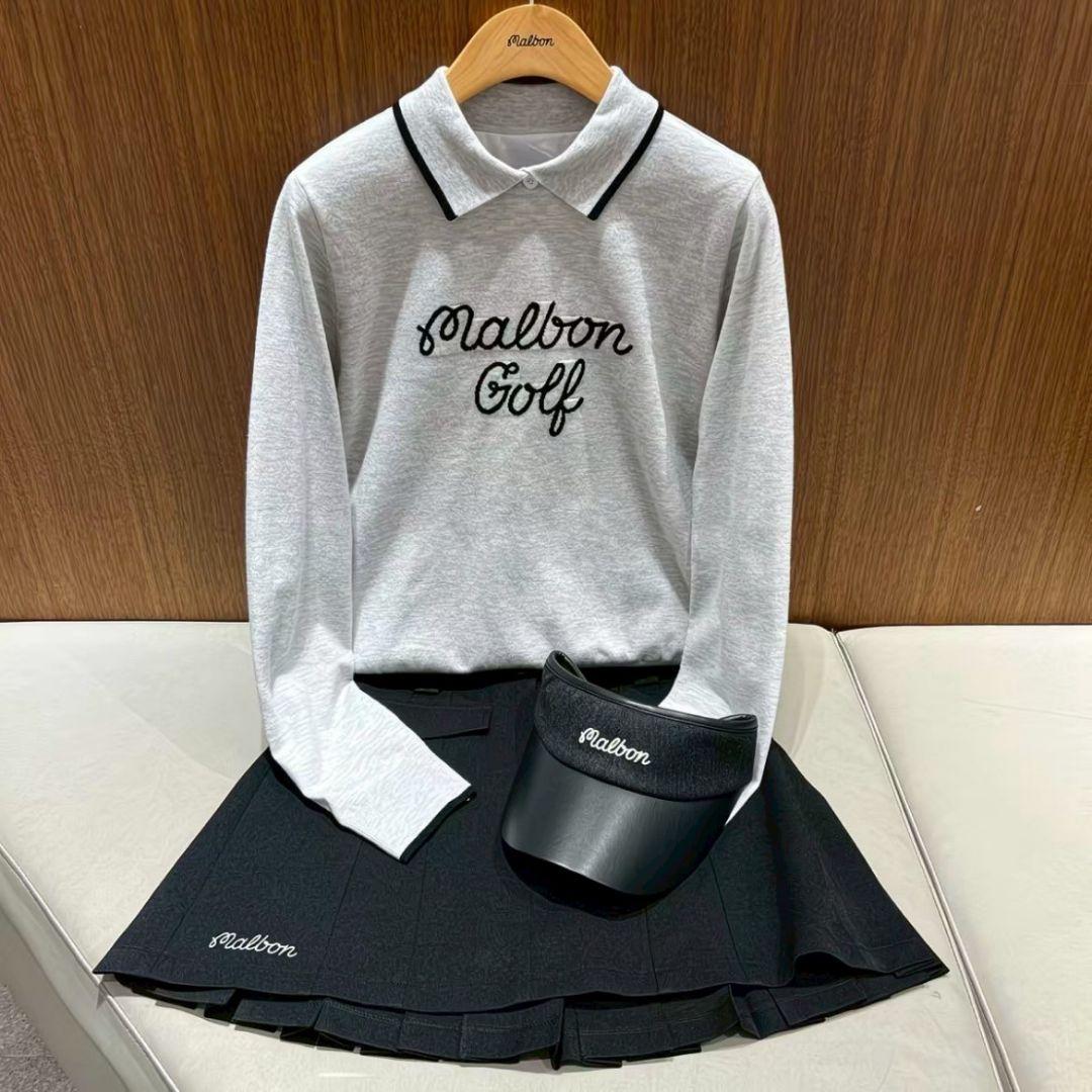 新品　マルボン　malbon　ゴルフ　裏地付ニット　グレー　M　レディース