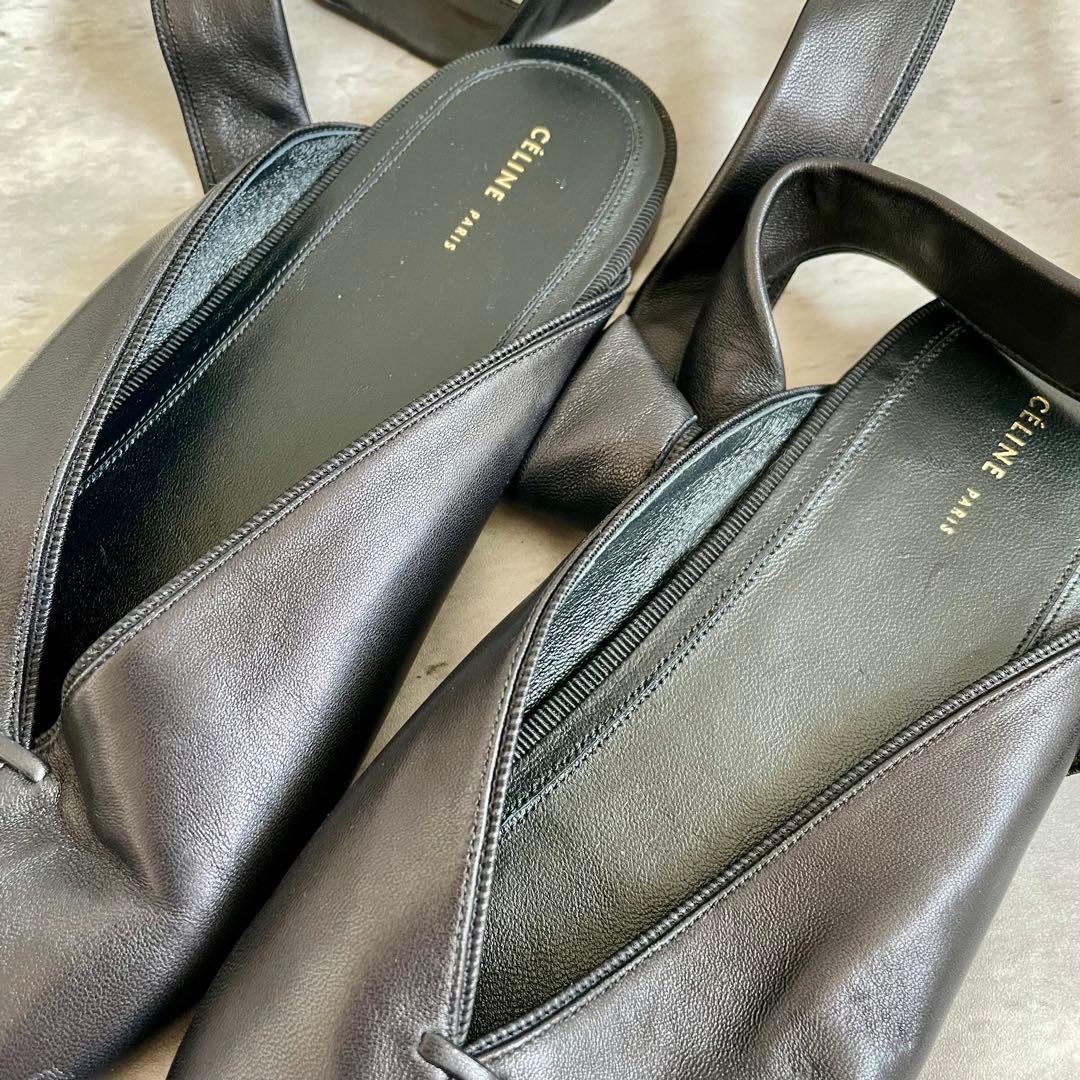 美品 セリーヌ ミュール フラットシューズ リボン 36.5 23㎝