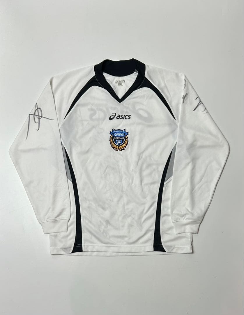 asics 川崎フロンターレ　サイン入り　ホワイト　長袖シャツ　Sサイズ