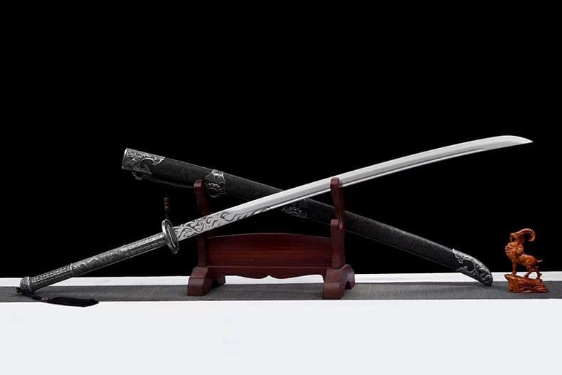 [苗刀落淵] 繍春刀 牛尾刀 苗刀 手鍛造打 鋼刀 冷兵器 古兵器 武具 両手刀