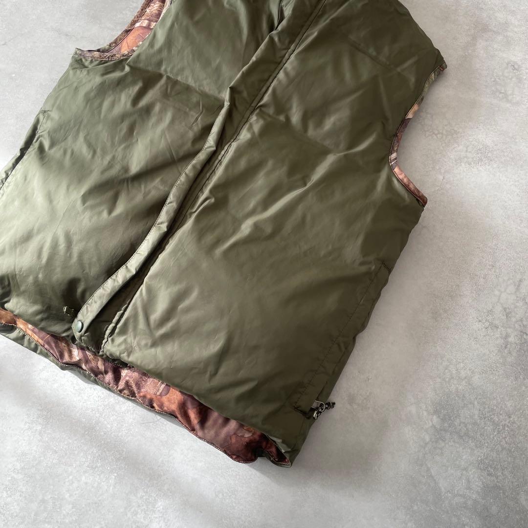 00s LLbean ダウンベスト リアルツリー リバーシブル グリーン S