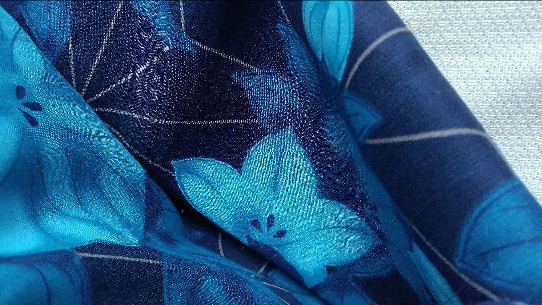 お値下げ　撫松庵ゆかた反物　 朝顔と麻の葉もよう　新品 未開封