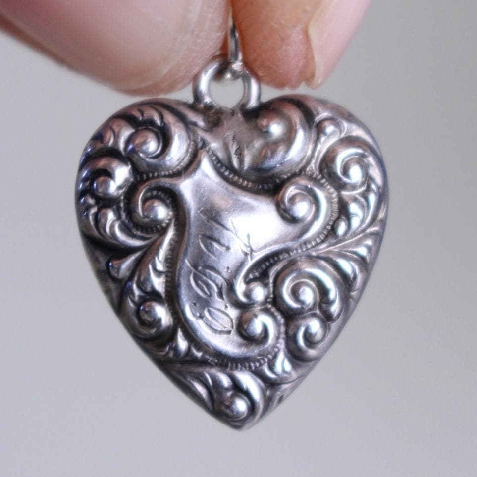 40s　スウィートハートジュエリー　WW2　シルバー チャーム　波　ハート