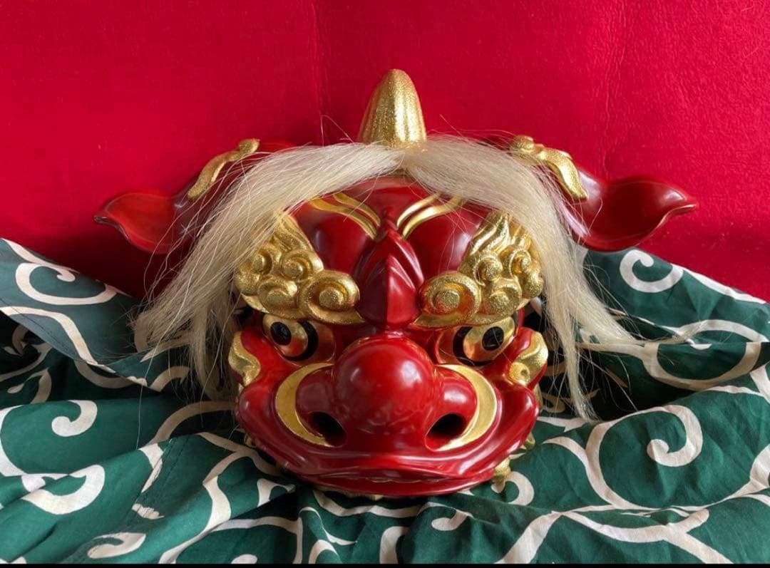 【祭り用】獅子舞 正月 早い者勝 獅子頭 伝統 神楽 木彫