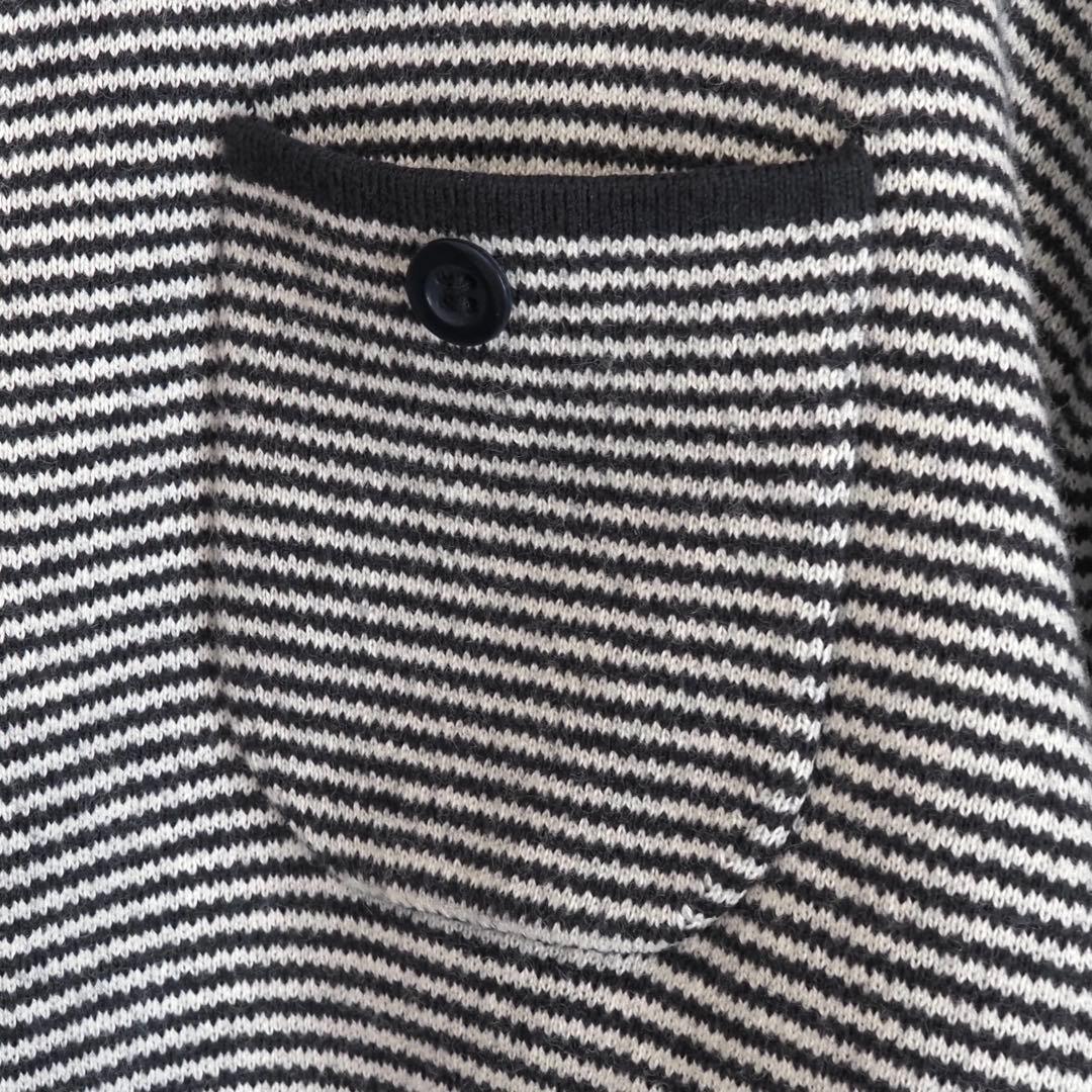 CABaN カシミヤ ストライプ クルーネックカーディガン