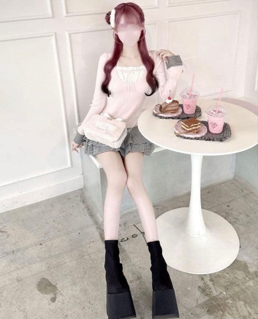 honey mew ハニーミュウ 千鳥プリーツドッキングワンピース