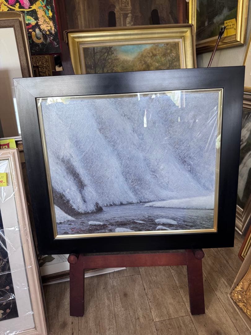 油彩画　F-8号　板垣文雄　枝新峠への径に沿って　1929年生　山形