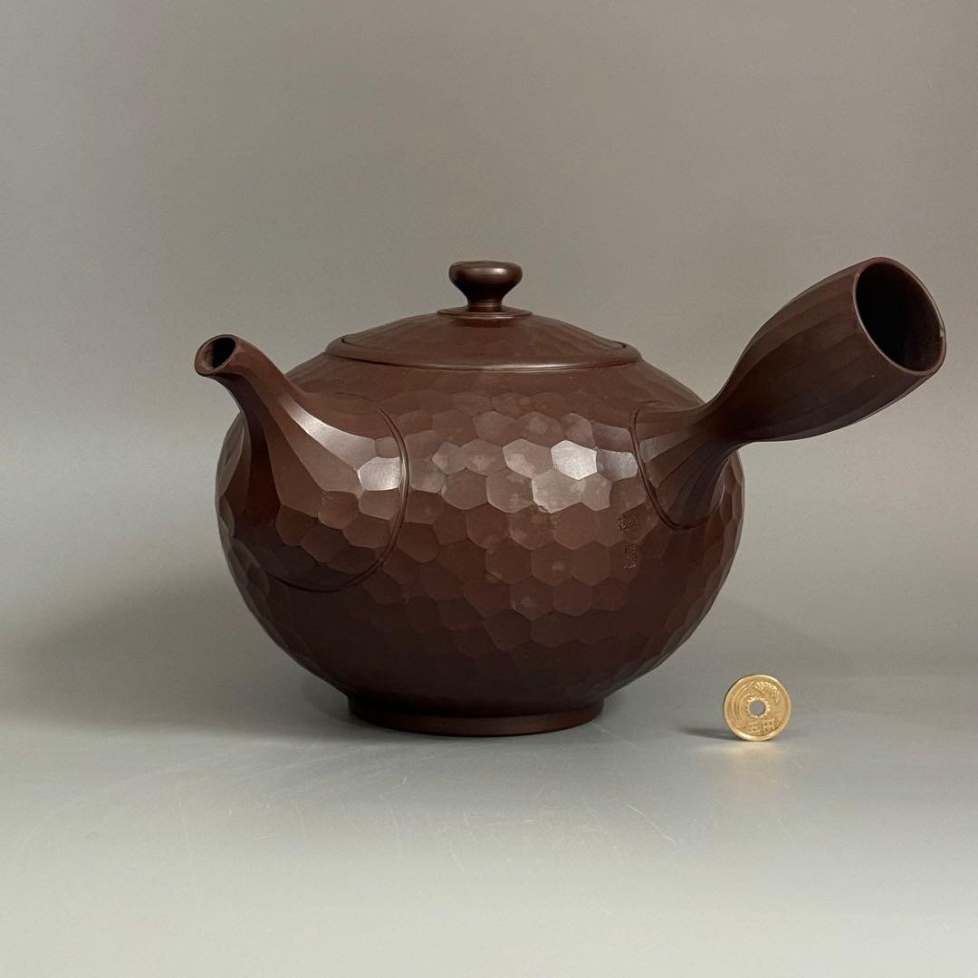 萬古焼 伊呂久窯 森伊呂久 急須 横手 茶道具 ダイヤカット 大型 特製 特注