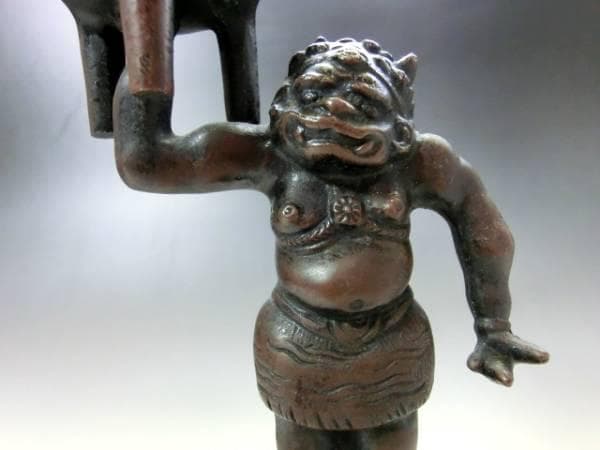 置物■古銅器 香炉 鬼立像 トロール 銅製 時代物 骨董品 オブジェ 古美術■