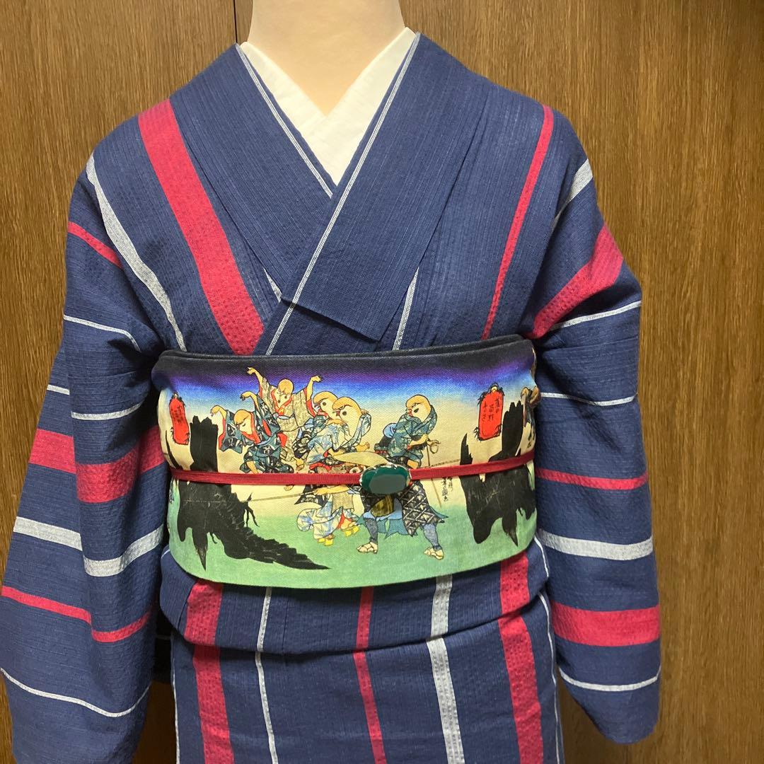 しじら　阿波しじら　しじら織　浴衣　夏着物　洗える着物　単衣　着丈155 裄67