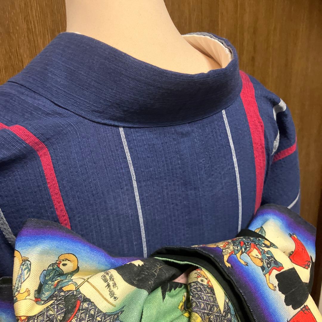 しじら　阿波しじら　しじら織　浴衣　夏着物　洗える着物　単衣　着丈155 裄67