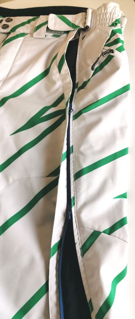 MIZUNOスノーボードパンツ ホワイトとグリーンストライプ 男性用M