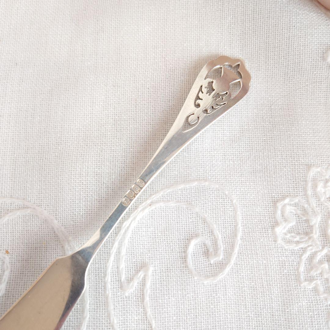 イギリス　純銀製　バターナイフ　アザミ