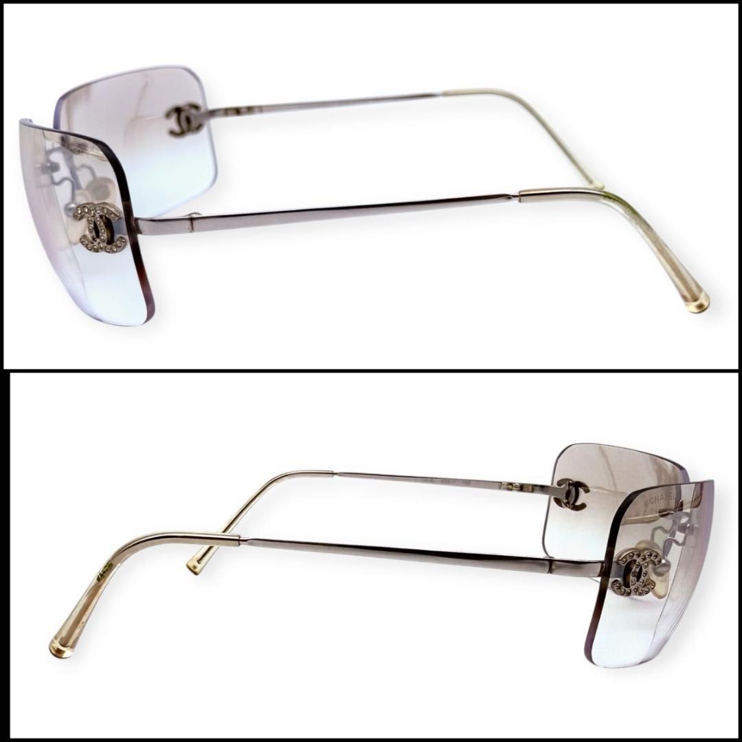 【良品】CHANEL シャネル　リムレス　サングラス　ココマーク　ラインストーン