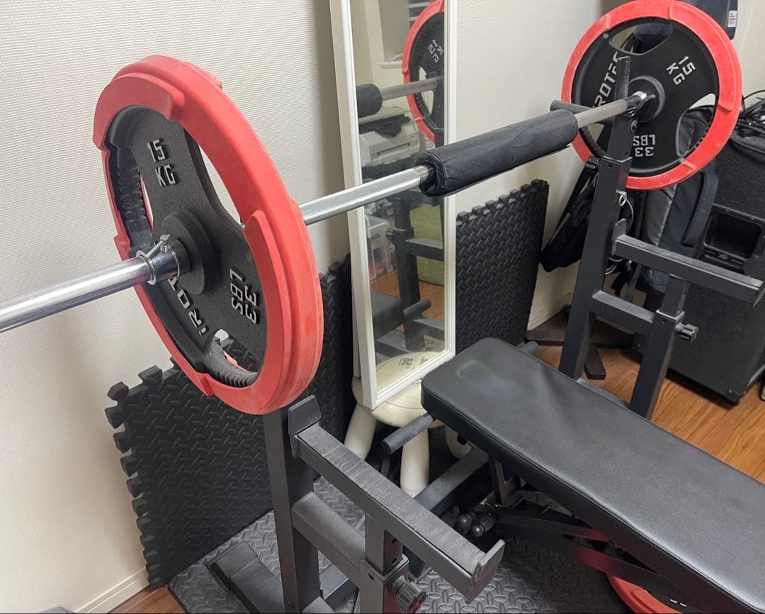 IROTEC ホームビルダー、トレーニングベンチ、重量プレート100kgセット