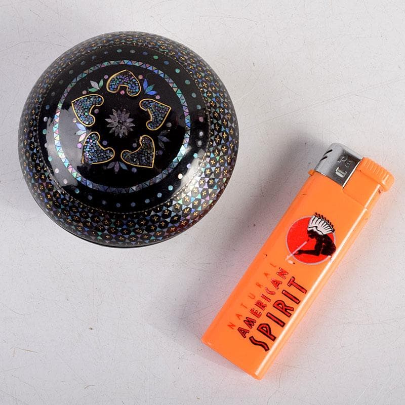 茶道具　黒漆　青貝　螺鈿装飾　香合　時代箱　V　8831