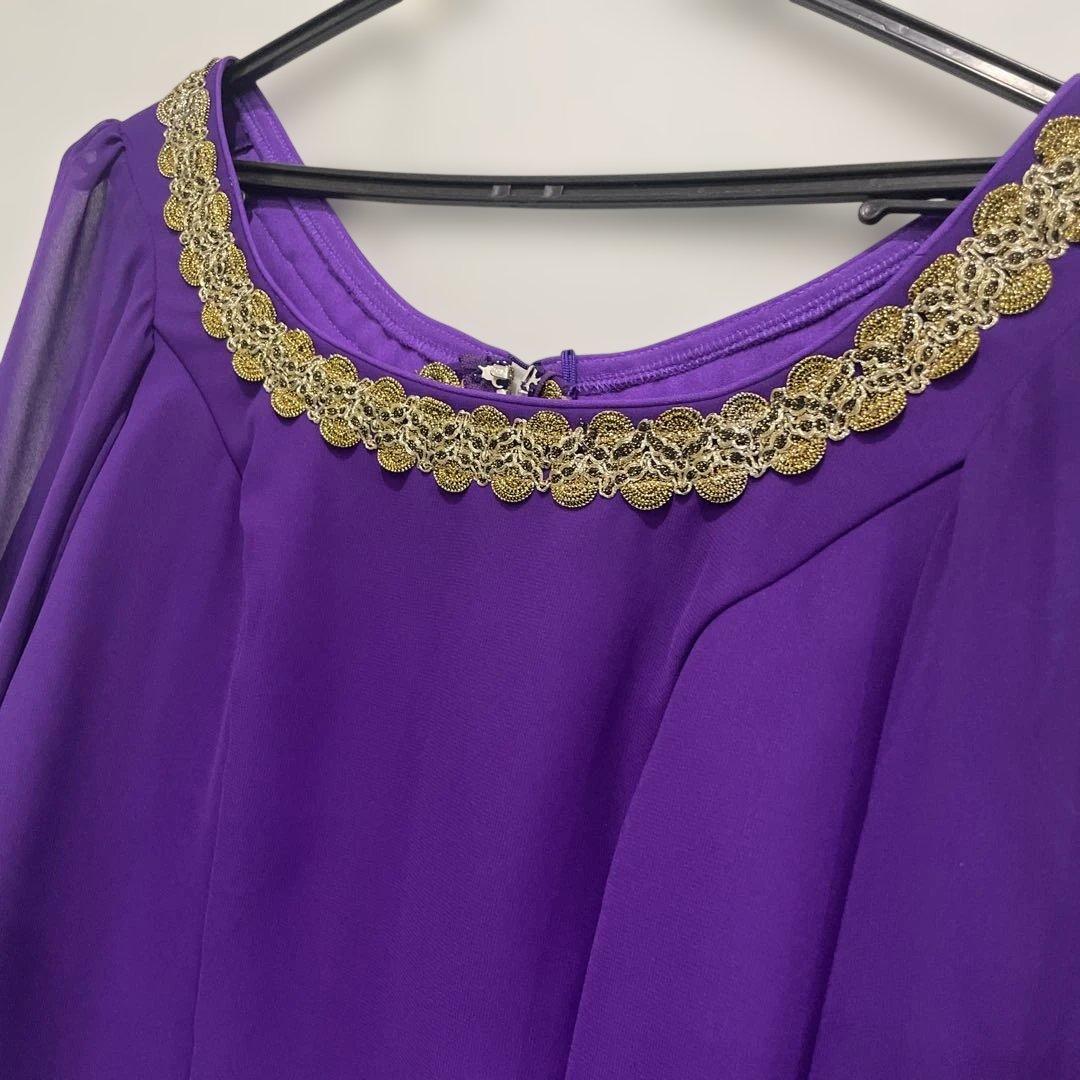 フラメンコドレス 紫緑 M〜Lサイズ　カラスコ着用モデル