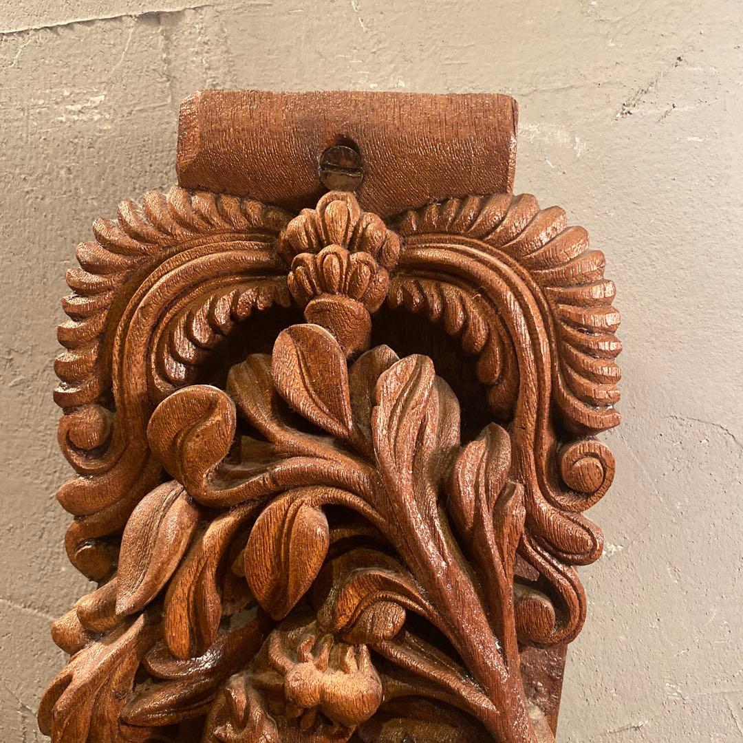 木彫壁掛けプラーク ヒンドゥー教 シヴァ神 置物 寺院 柱 レリーフ
