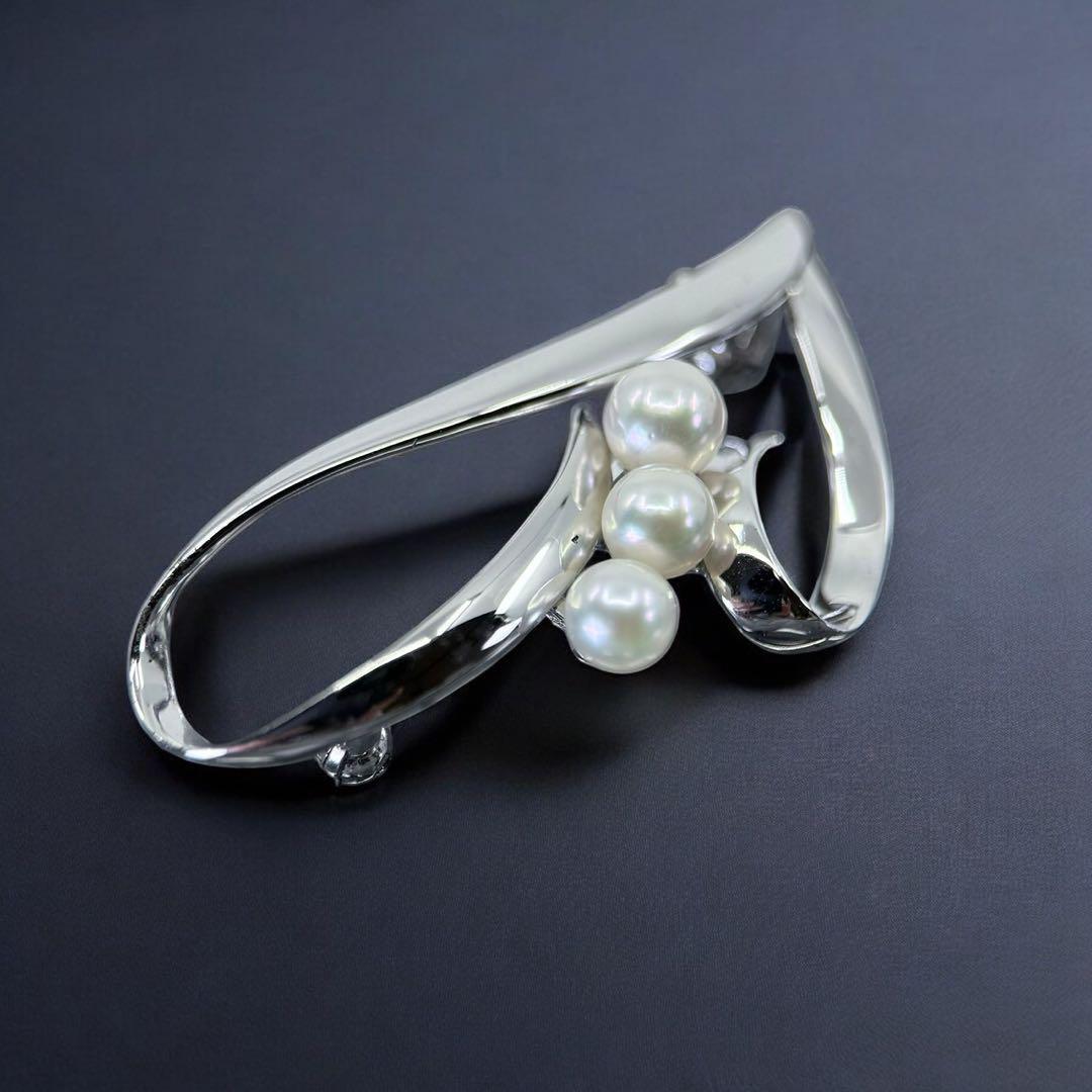 【未使用保管品】ミキモト　アコヤ　本真珠　ブローチ　コサージュ　シルバー