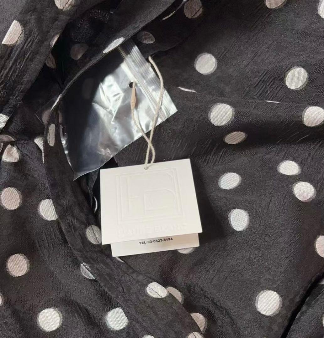 ローブブラン　Sheer Polka Dot Ribbon Blouse