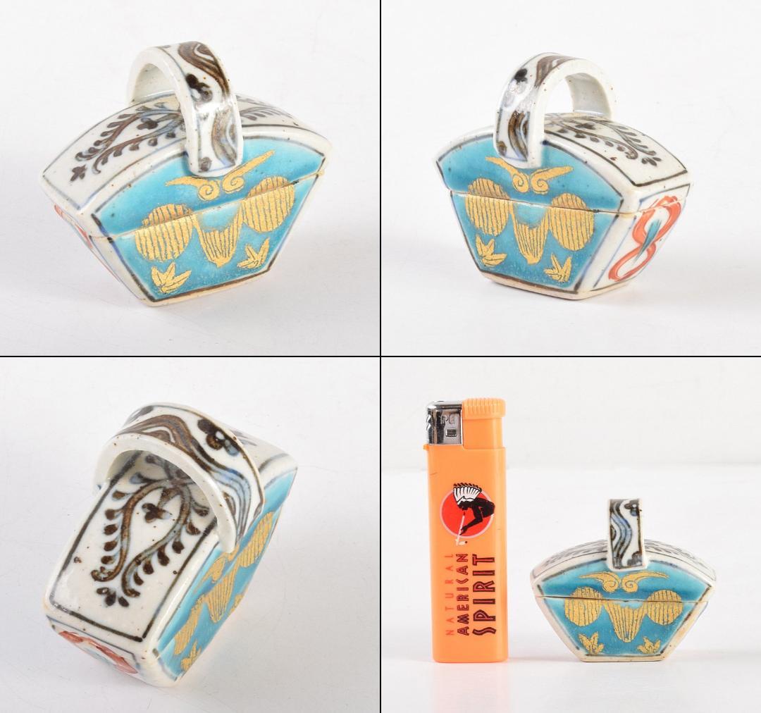 茶道具　九谷焼　中村梅山作　香合　共箱　M　R4915