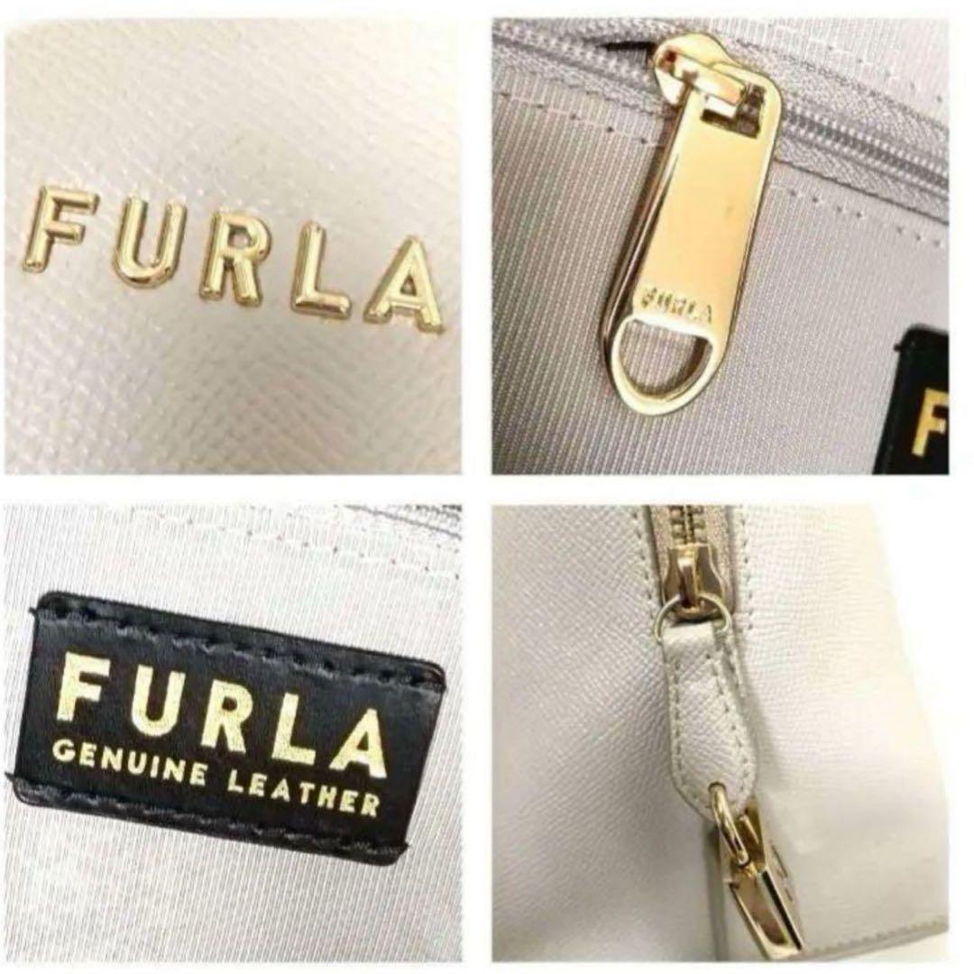 FURLA フルラ グレージュ ヴィットリアMドーム 2wayレザーハンドバッグ