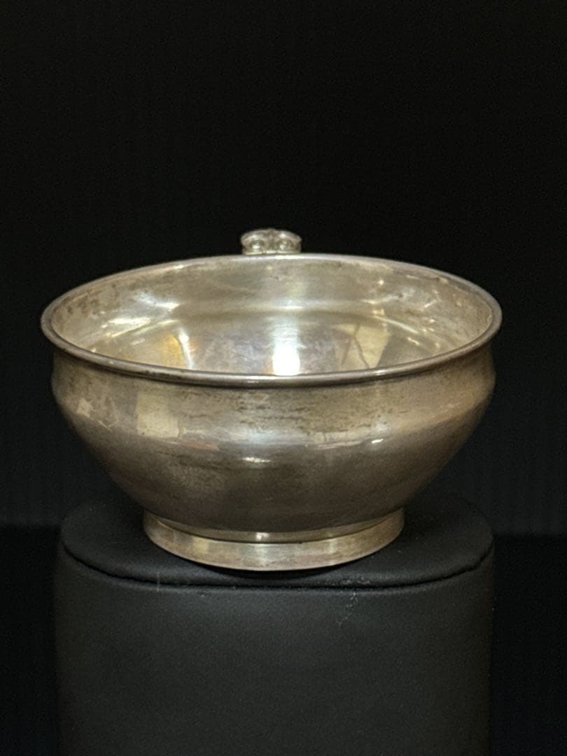 平安 名人 二世 秦 蔵六 造 銀無垢製 饕餮文後手 杯 盃 酒器 桐共箱付