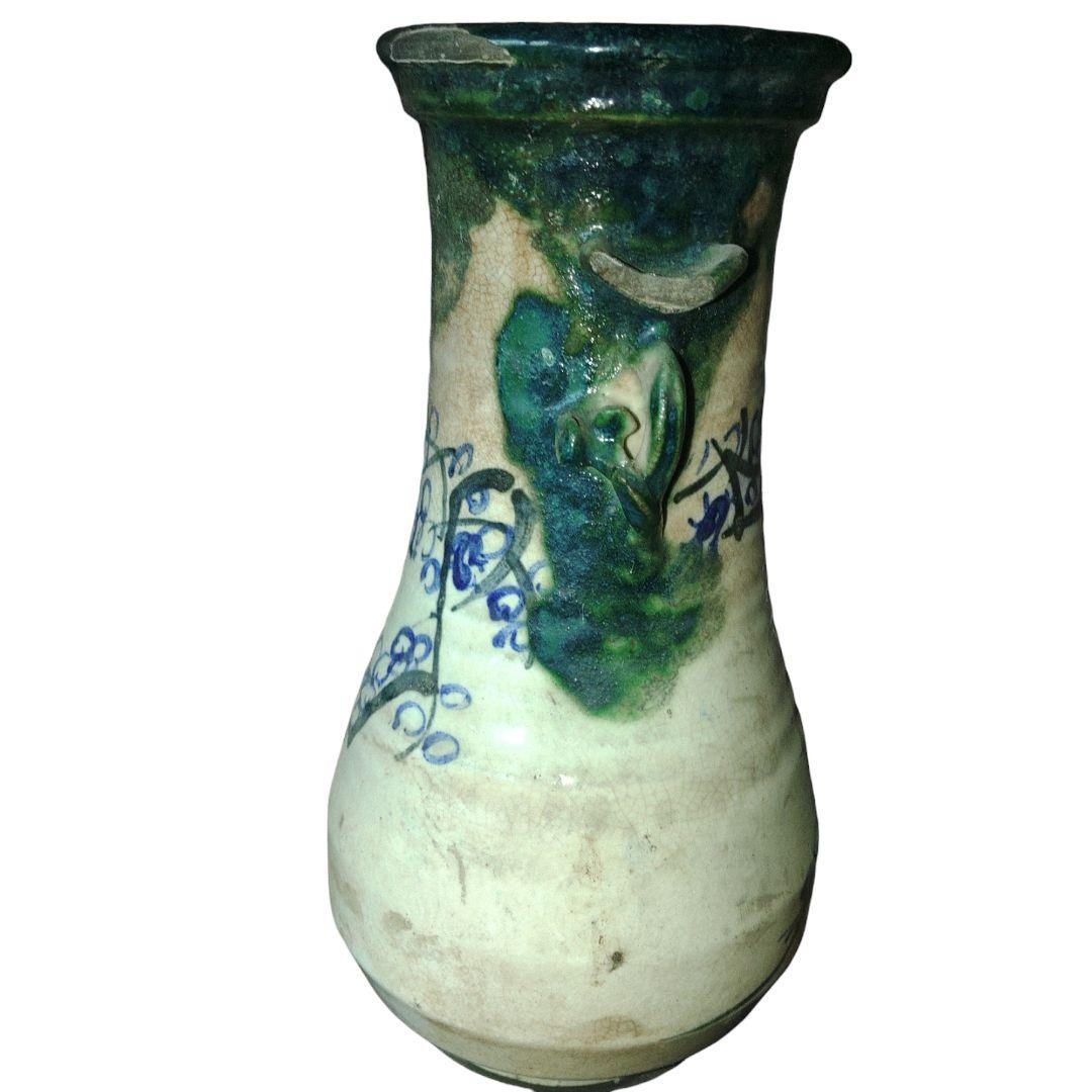 希少　越後太丘焼　霊芝取手付花瓶