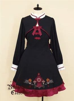 【中古】Amavel 曼珠沙華と灯籠のチャイナワンピース (ブラック)