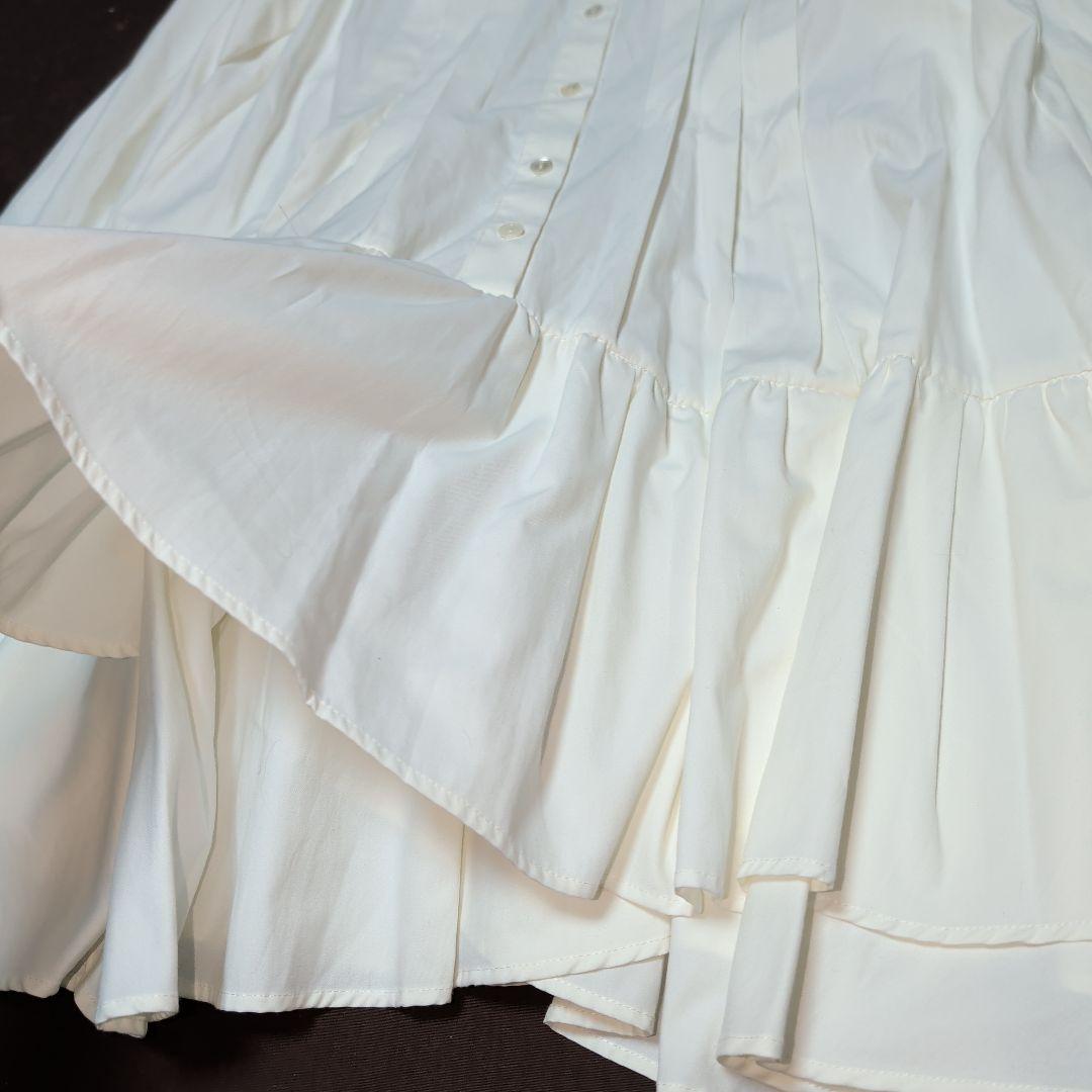 【新品】アプワイザーリッシェ★裾アシメティアードフレアシャツワンピース★S