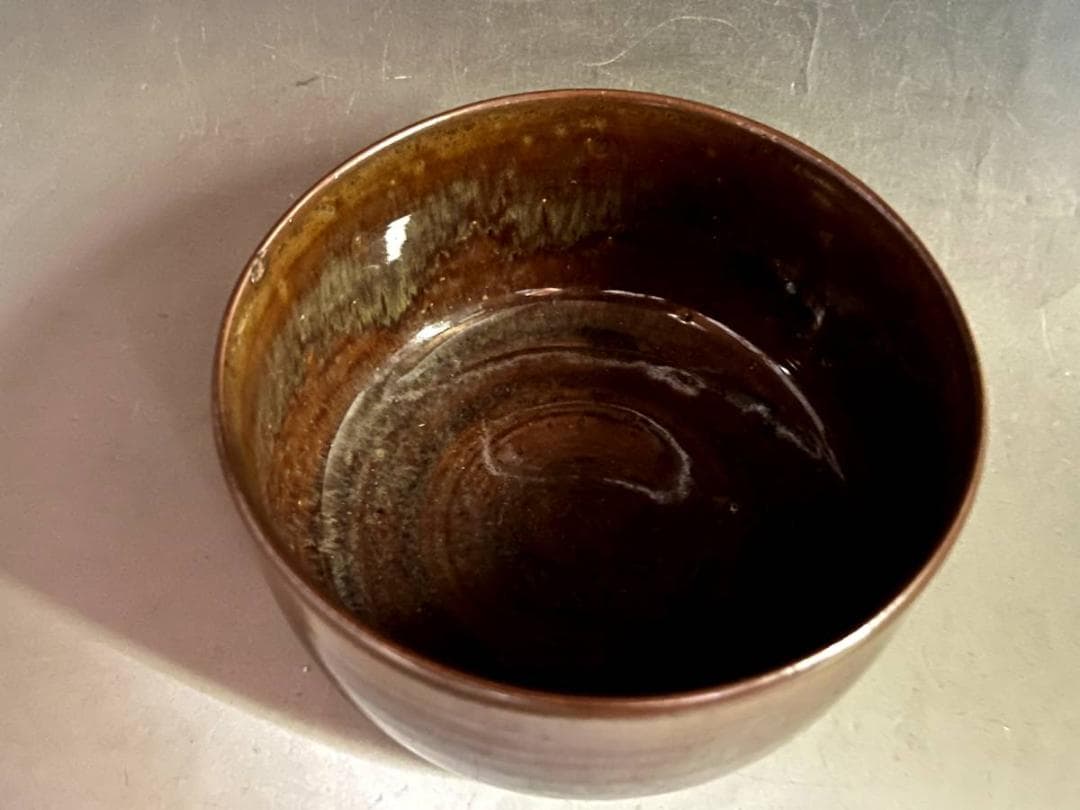 茶碗■飴釉 高取 亀井味楽 高取 朱泥 古い抹茶碗 お茶道具 時代物 骨董品■