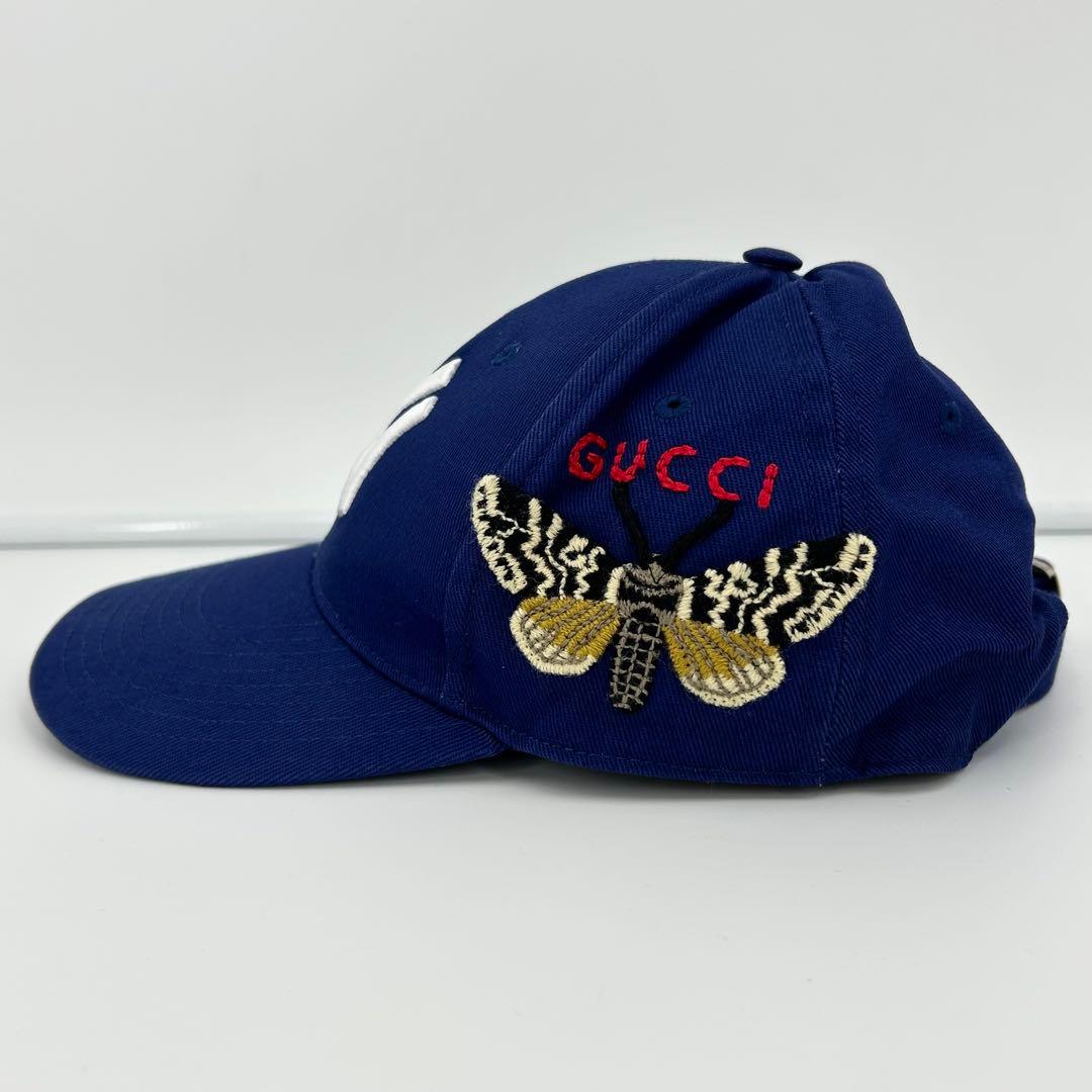美品✨グッチ キャップ ヤンキース 刺繍 MLB ネイビー