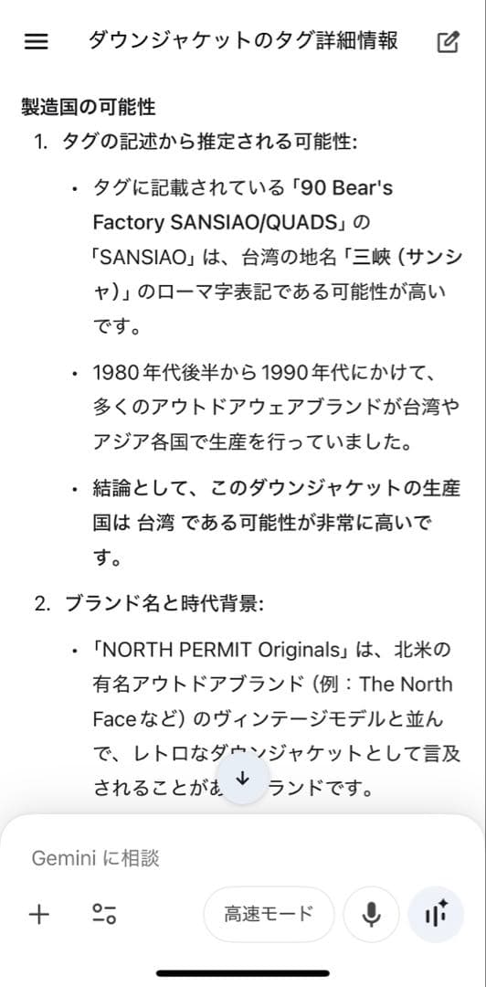 デッドストック ヴィンテージ ダウンジャケット NORTH PERMIT
