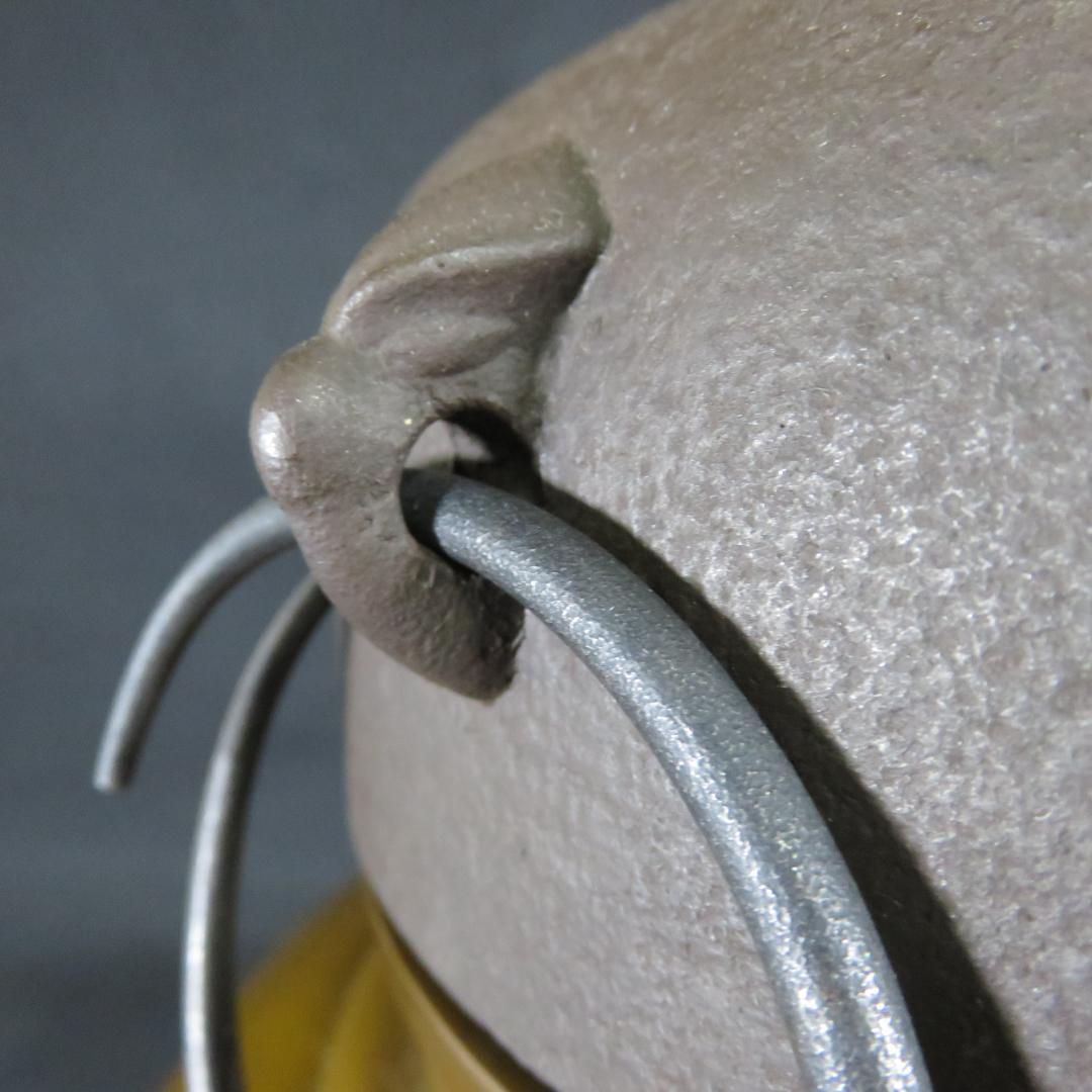 茶釜 茶道具 唐銅風炉 切合鬼面釜 木箱 共箱 在銘