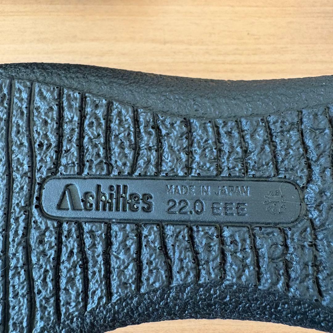 美品アキレスソルボ レザーストラップ コンフォートシューズ黒　ブラック　本革