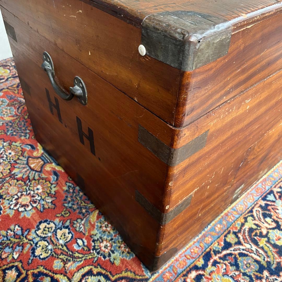 英国 アンティーク 木製 大型 トランク チェスト イギリス 100cm パイン