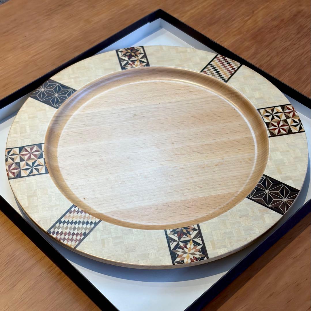 伝統工芸 箱根寄木細工　大皿 リムプレート（大）