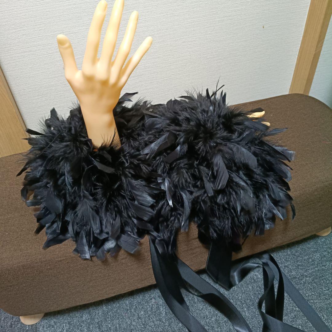 オーダー品　黒い羽の豪華バングル&リボンフロート
