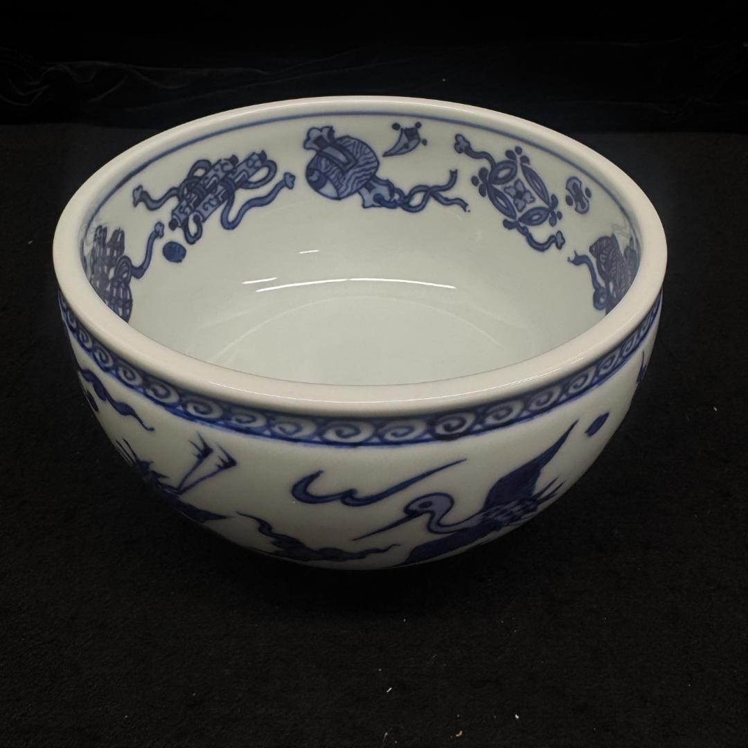 美品希少！真葛焼　真葛香斎造 祥瑞雲鶴図　染付皆具 茶道具 共箱