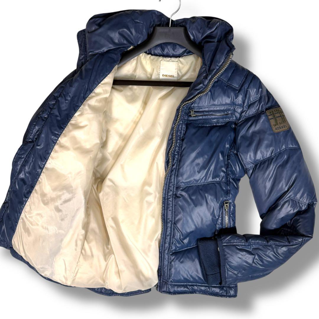 DIESEL ライダースジャケット 2way フード収納 蛇腹 ダウンジャケット