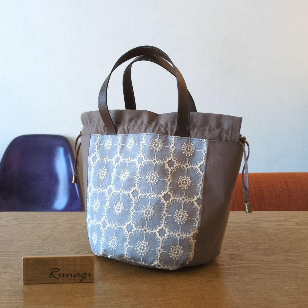 まる底巾着バッグ＊ミナペルホネン アネモネ