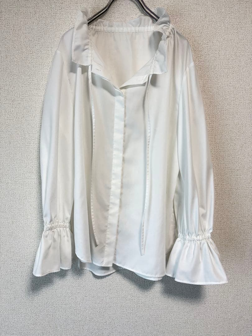 UNITED ARROWS フリルカラー フレア袖ブラウス ホワイト FREE