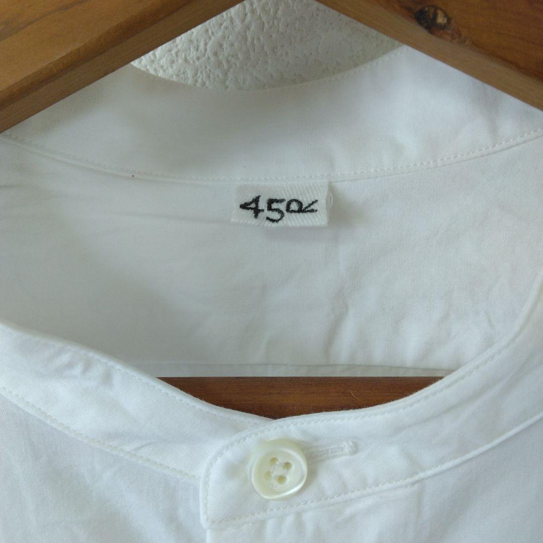 【45R】長袖ロングシャツ バンドカラー　美品