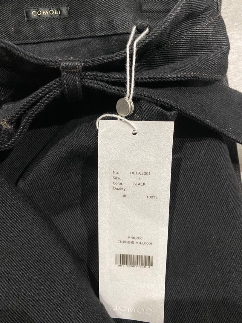 26SS COMOLI ベルテッドデニム ブラック 4