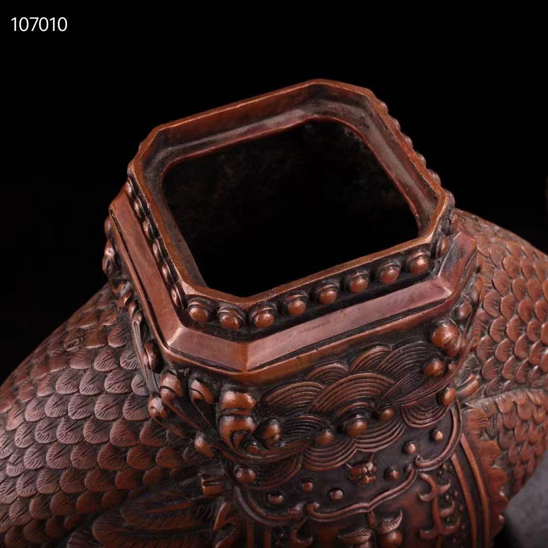 中国古美術・旧蔵純銅製ダチョウ塔型香炉・4.8kg・大器・文房具・置物・風水開運