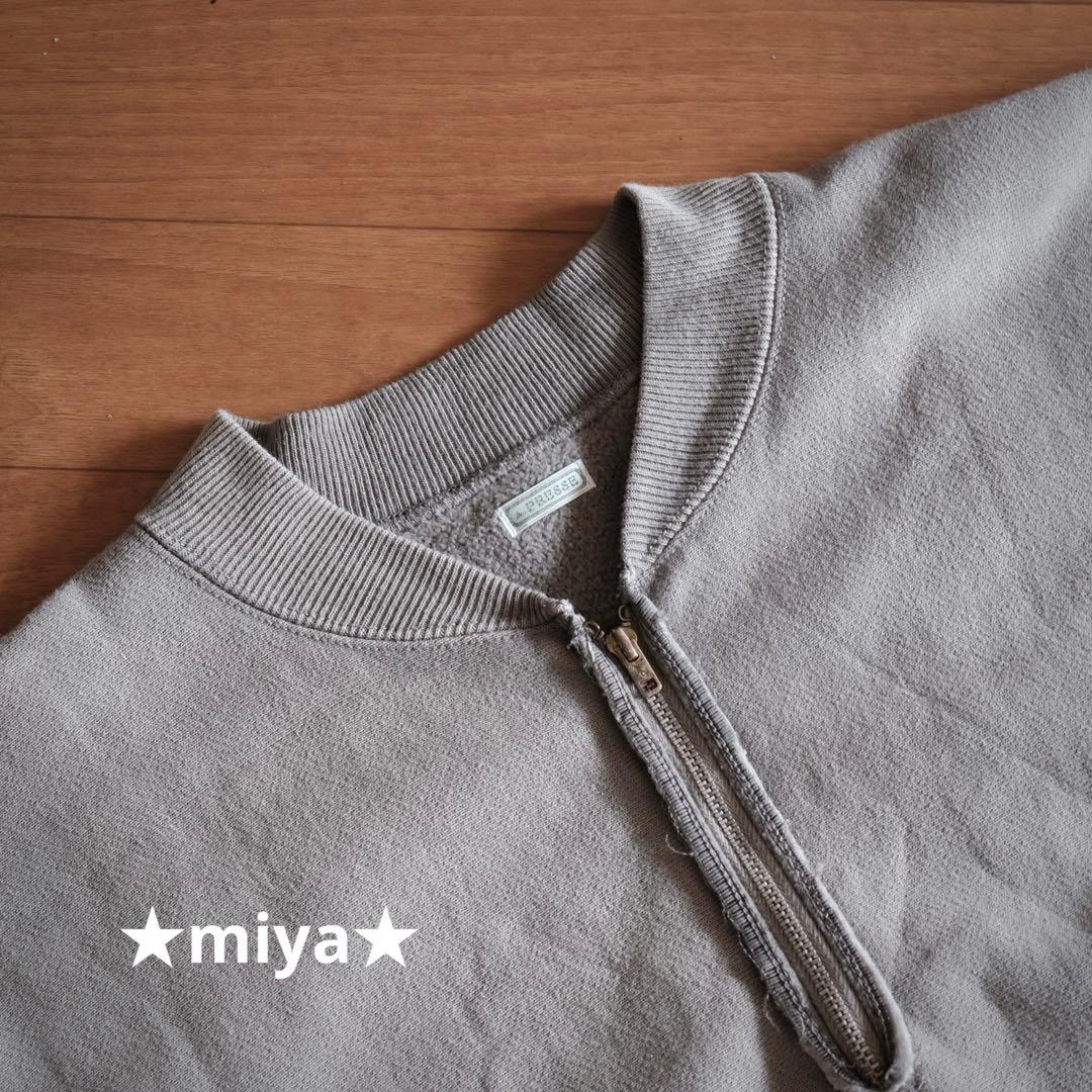 トップス A.PRESSE / Vintage Half Zip Rib Collar