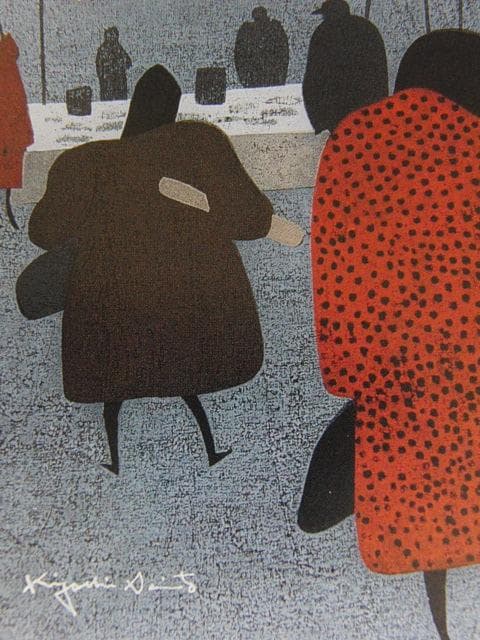 斎藤清、【パリ、朝市】、希少な大判額装用画集より、美品、新品額装付